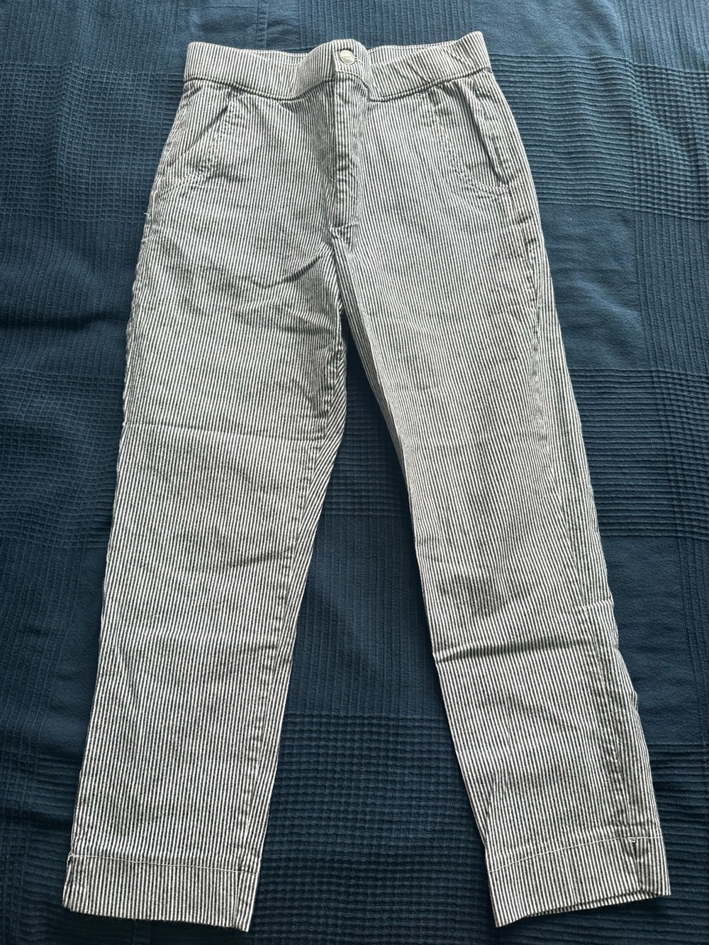 Hollister Grey-Striped Stretch Crop Taper Pant